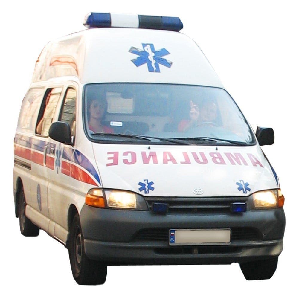 Ambulans Toyoty Hiace z personelem medycznym w środku
