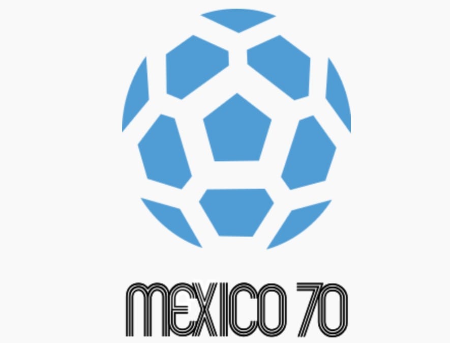 Logo Mistrzostw Świata FIFA 70 w Meksyku: niebieska grafika piłki nożnej