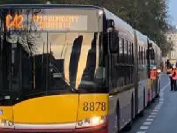 Autobus Sydney C42 zbliża się do przystanku autobusowego. Widoczny numer linii i numer autobusu 8878.