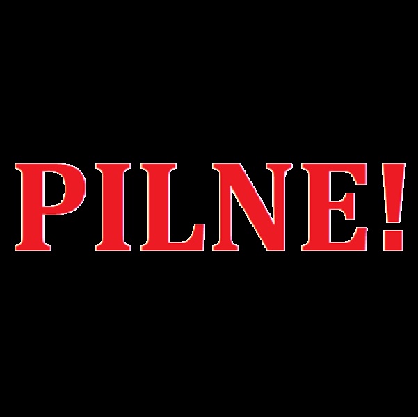 Czerwony znak „PILNE!” na czarnym tle