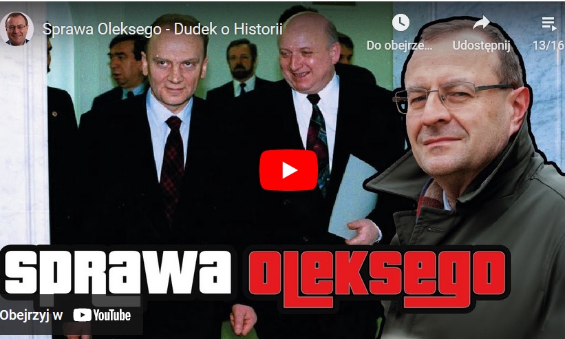 Sprawa Oleksego: Dudek omawia postacie historyczne w miniaturze filmu na YouTube.