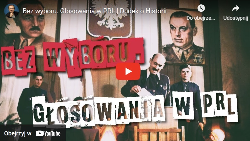 Stare zdjęcie z wyborów w Polsce, nakładka „Bez Wyboru”, ukazująca brak wolności głosowania w PRL.