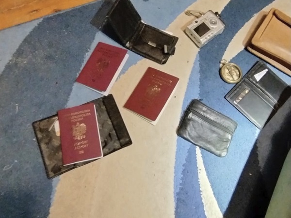 Paszport, portfel i aparat na dywanie. Niezbędne rzeczy w podróży.