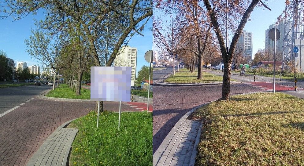 Przed i po zagospodarowaniu narożników ulic: poprawa bezpieczeństwa pieszych i urbanistyka.