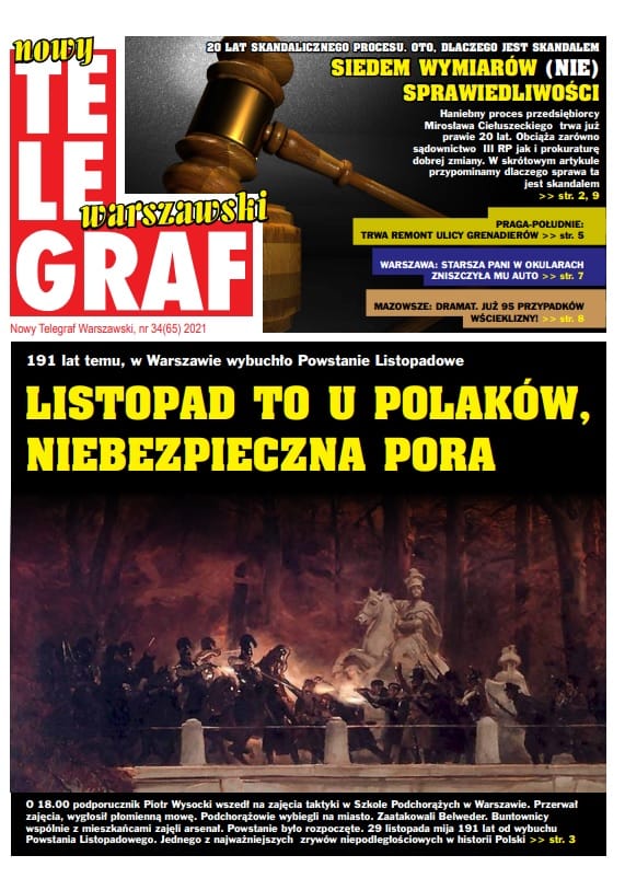 191. rocznica powstania listopadowego w Warszawie, Polska. Obraz przedstawia początek buntu.