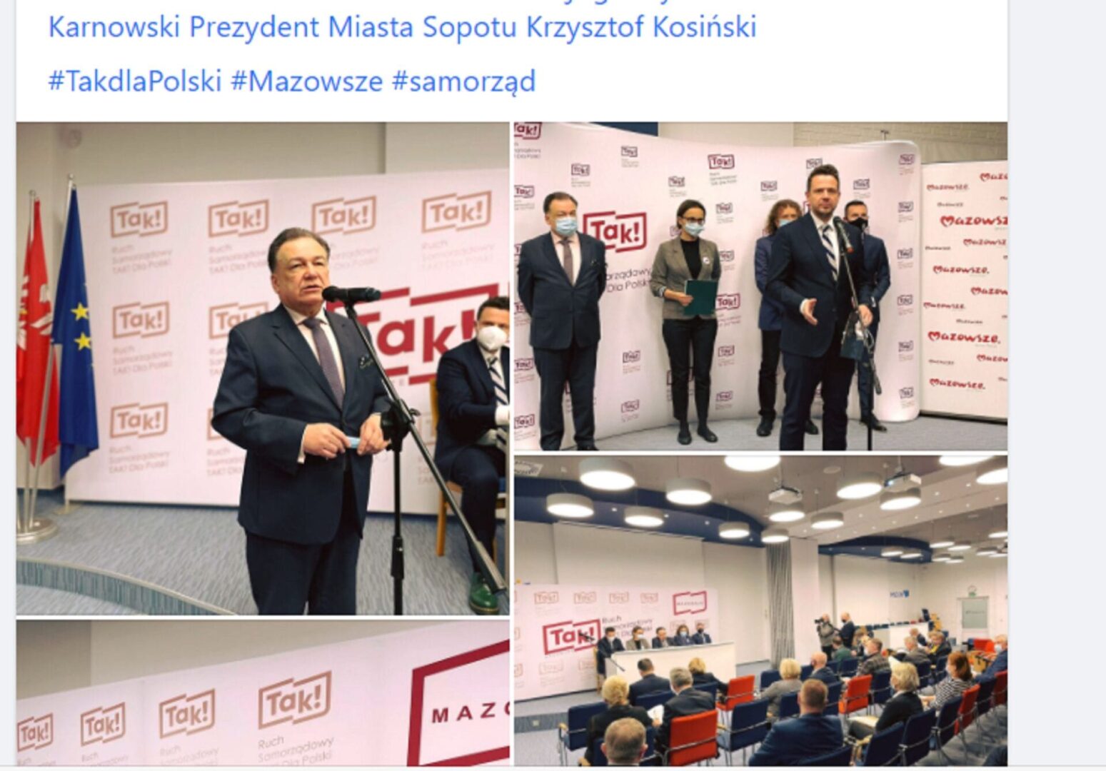 Burmistrz Karnowski z Sopotu na imprezie #TakdlaPolski Mazowsze promującej samorząd.