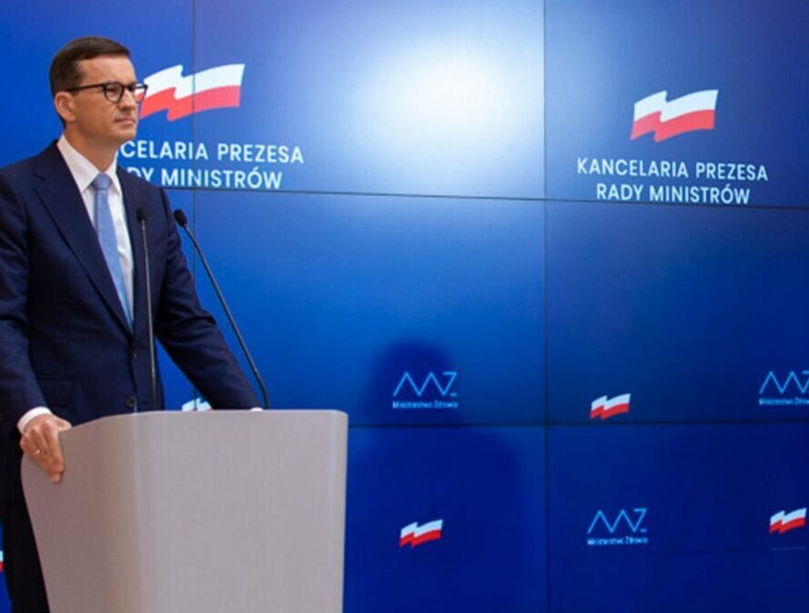 Premier Mateusz Morawiecki na konferencji prasowej