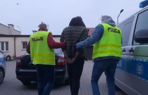 Dwóch policjantów zatrzymuje podejrzanego. POLICJA